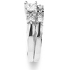 14K White Gold 3 Stone Princess Cut Bridal Ring Set thumb 1