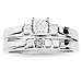 14K White Gold 3 Stone Princess Cut Bridal Ring Set thumb 2