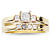 Three Stone 14K Yellow Gold Princess Cut Diamond Wedding Ring Set thumb 1