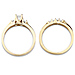 Three Stone 14K Yellow Gold Princess Cut Diamond Wedding Ring Set thumb 3