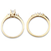 Three Stone 14K Yellow Gold Princess Cut Diamond Wedding Ring Set thumb 3