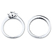 14K White Gold 3 Stone Diamond Wedding Ring Set thumb 3