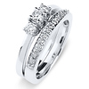 14K White Gold 3 Stone Diamond Wedding Ring Set thumb 2