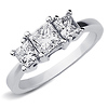 14K White Gold 3 Stone Princess Cut Engagement Ring thumb 0