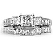 14K White Gold 3 Stone Diamond Bridal Ring Set thumb 1