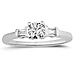 14K White Gold Round & Baguette Cut Diamond Engagement Ring thumb 1