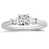 14K White Gold Round & Baguette Cut Diamond Engagement Ring thumb 1