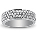 14K White Gold Triple Row Pave Set Diamond Wedding Band 0.75ctw thumb 2