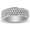 14K White Gold Triple Row Pave Set Diamond Wedding Band 0.75ctw thumb 2