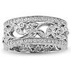 14K White Gold Art Deco Floral Diamond Ring Band 0.25ctw thumb 2