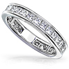 14K White Gold 2.00 CTW Princess Cut Channel Set Eternity Wedding Band thumb 1