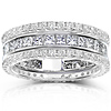 14K White Gold 3 CTW Round & Princess Cut Diamond 3 Piece Eternity Ring Set thumb 0