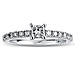 14K White Gold Nouveau Style Princess Cut Diamond Engagement Ring thumb 2