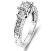 Asscher Cut Three Stone Diamond Engagement Ring thumb 1