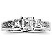 Asscher Cut Three Stone Diamond Engagement Ring thumb 2