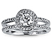 14K White Gold Split Shank Halo Round Diamond Engagement Ring 0.75ctw thumb 2