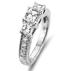 14K White Gold Asscher Cut Three Stone Diamond Engagement Ring 1.60ctw thumb 1