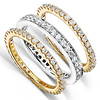 14KYW Gold 1.5ctw Pave Round Diamond Eternity Wedding Band 3-Ring Set thumb 1