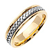 5.5mm Modern 14K Two Tone Gold White Braided Wedding Band thumb 1