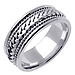 Handmade Woven Wedding Band with Cord in 14K White Gold 8mm thumb 1