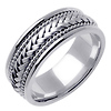 Handmade Woven Wedding Band with Cord in 14K White Gold 8mm thumb 1