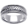 Handmade Woven Wedding Band with Cord in 14K White Gold 8mm thumb 0