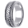 Handmade Woven Wedding Band with Cord in 14K White Gold 8mm thumb 2