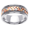 8.5mm Tri-Color Handmade Braid & Cord 14K White Gold Wedding Band thumb 0