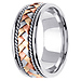 8.5mm Tri-Color Handmade Braid & Cord 14K White Gold Wedding Band thumb 2