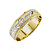 14K Two Tone Gold 5.5mm Christian Wedding Band thumb 1