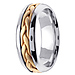 7mm Contemporary Yellow Woven Inlay 14K Two Tone Gold Wedding Band thumb 2