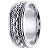 8mm Artistic Cobblestone Design 14K White Gold Wedding Band thumb 2