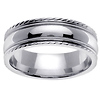 14K White Gold Carved Edge Milgrain Wedding Band thumb 0