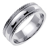 14K White Gold Carved Edge Milgrain Wedding Band thumb 1