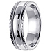 14K White Gold Carved Edge Milgrain Wedding Band thumb 2