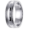 14K White Gold Carved Edge Milgrain Wedding Band thumb 2