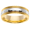 Carved Edge 14K Two Tone Gold  Milgrain Wedding Ring thumb 0