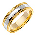 Carved Edge 14K Two Tone Gold  Milgrain Wedding Ring thumb 1