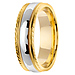 Carved Edge 14K Two Tone Gold  Milgrain Wedding Ring thumb 2