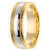 Carved Edge 14K Two Tone Gold  Milgrain Wedding Ring thumb 2