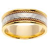 14K Two Tone Hammer Finish Wedding Ring thumb 0