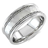 7.5mm Designer Hammered Handbraided Rope Wedding Band - 14K White Gold thumb 1