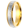6mm Hammered Style 14K Two Tone Gold Wedding Band thumb 2
