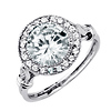 Vintage-Style Halo Round Cut CZ Engagement Ring in Sterling Silver 3.0ctw thumb 0