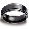 8mm Comfort-Fit Double Step-Down Edge Satin Black Titanium Ring thumb 0