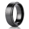 9mm Stair-Step Edge Comfort-Fit Satin Black Titanium Ring thumb 2