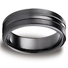 7.5mm Thin Polished Center Comfort-Fit Satin Black Titanium Wedding Band thumb 0