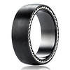 7.5mm Benchmark Black Titanium Ring with Side Silver Rope thumb 2