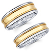 14K Two Tone Milgrain Matching Wedding Bands Set thumb 0