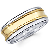 14K Two Tone Milgrain Matching Wedding Bands Set thumb 2